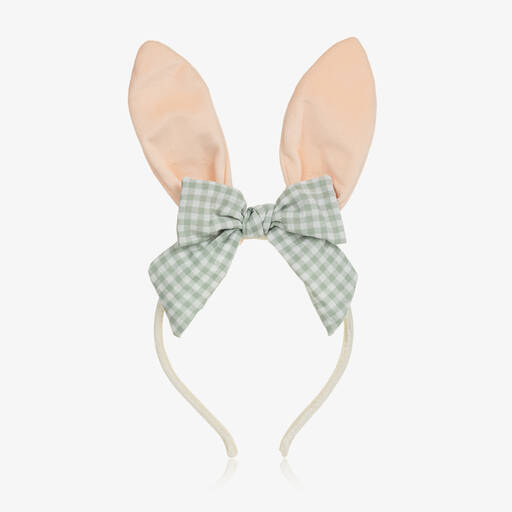 Meri Meri-Girls Pink Velvet Bunny Ears Hairband | Childrensalon