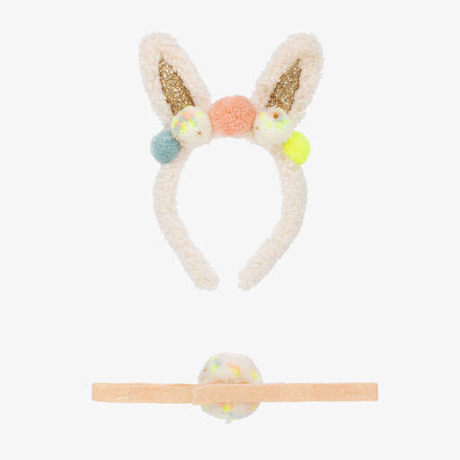 Meri Meri-Кремовые ушки и хвостик с помпоном из искусственного меха | Childrensalon