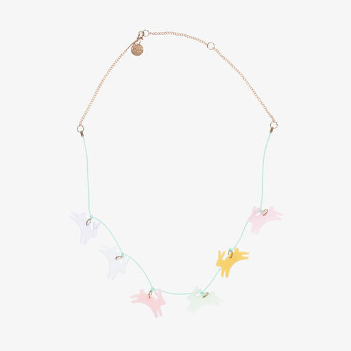 Meri Meri-Pink & Green Bunny Necklace (58cm) | Childrensalon