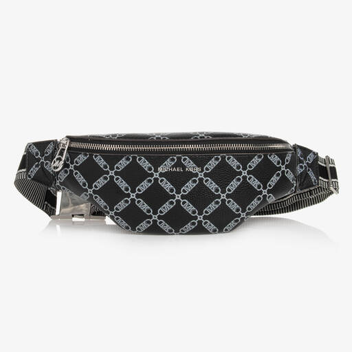 Michael Kors Kids-Black MK Monogram Chain Belt Bag (25cm) | Childrensalon