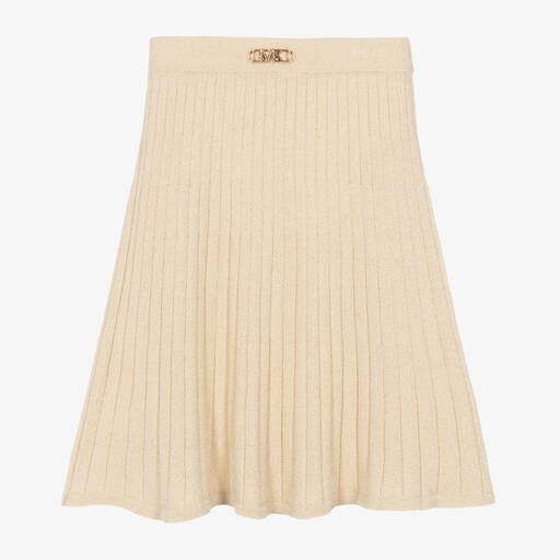 Michael Kors Kids-Girls Gold Cotton & Lurex Knit Skirt | Childrensalon