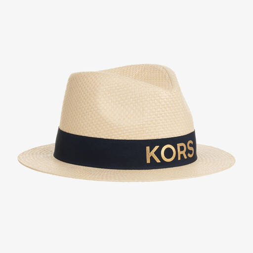 Michael Kors Kids-قبعة قش لون بيج فاتح للبنات | Childrensalon