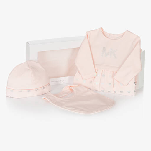 Michael Kors Kids-Girls Pink Cotton Babysuit Set | Childrensalon