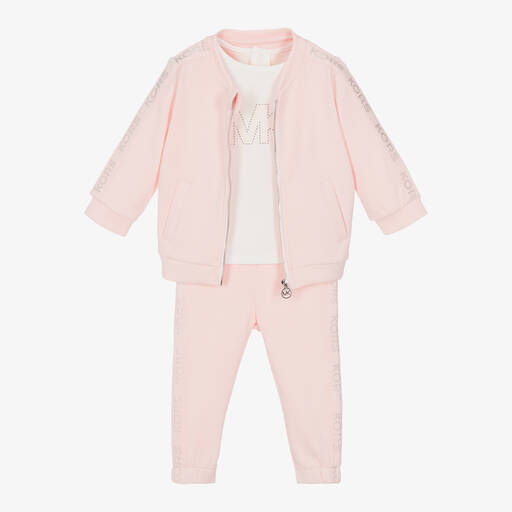 Michael Kors Kids-Girls Pink Jersey Tracksuit Set | Childrensalon