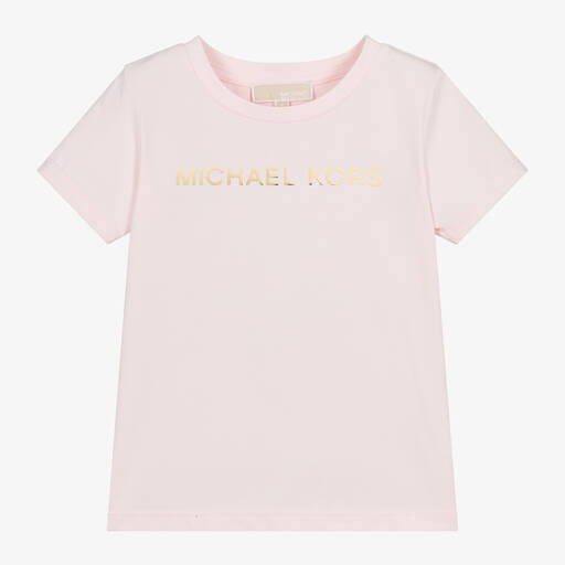 Michael Kors Kids-Girls Pink Organic Cotton T-Shirt | Childrensalon