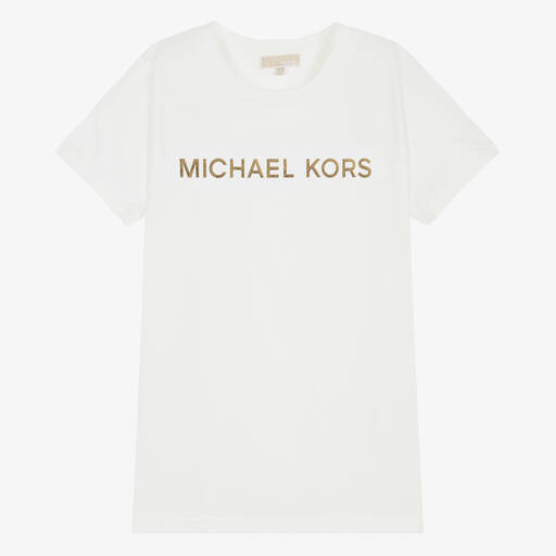 Michael Kors Kids-تيشيرت قطن جيرسي لون عاجي للمراهقات | Childrensalon