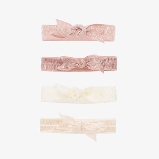 Milledeux-Girls Pink & Ivory Hair Elastics (4 Pack) | Childrensalon