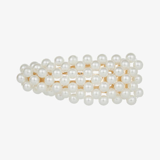 Milledeux-Barrette dorée à perles (7,5 cm) | Childrensalon