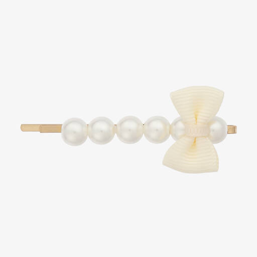 Milledeux-Barrette ivoire à perles (5 cm) | Childrensalon