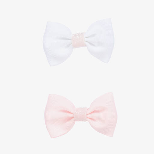 Milledeux-Pink & White Hair Clips (2 Pack) | Childrensalon