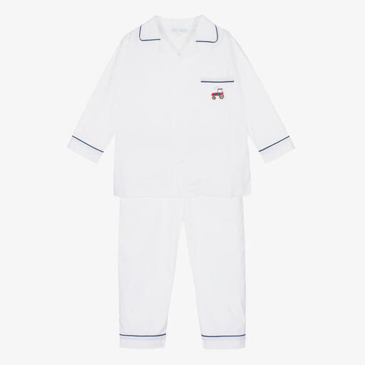 Mini-la-Mode-Boys White Pima Cotton Pyjamas | Childrensalon