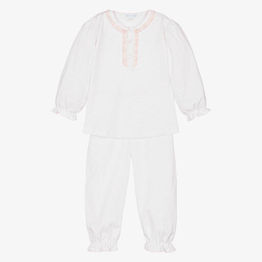Mini-la-Mode-طقم ملابس منزلية من القطن بلون أبيض للبنات   | Childrensalon