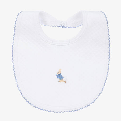 Mini-La-Mode-White Peter Rabbit Pima Cotton Bib | Childrensalon