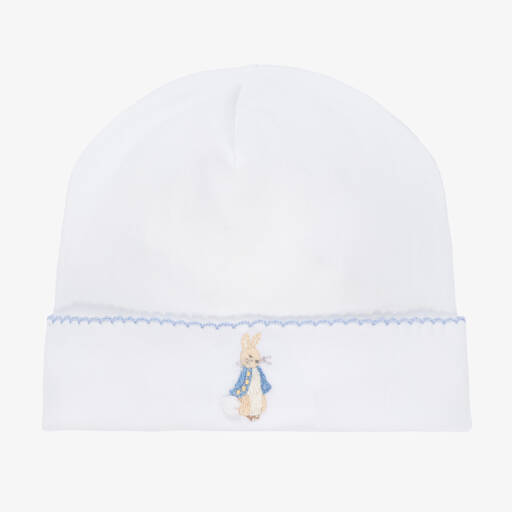 Mini-La-Mode-White Peter Rabbit Pima Cotton Hat | Childrensalon