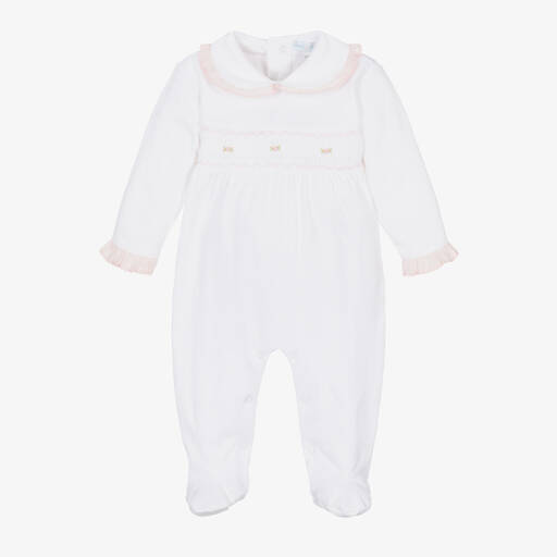 Mini-la-Mode-White Pima Cotton Babygrow | Childrensalon