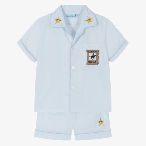 Mini Lunn-Pyjama bleu court en coton pour garçon  | Childrensalon