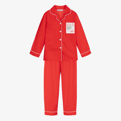 Mini Lunn-Girls Red Festive Cotton Pyjamas | Childrensalon