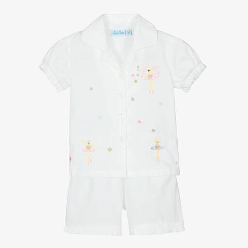 Mini Lunn-Pyjama blanc en coton ballerine fille | Childrensalon