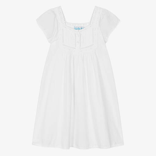 Mini Lunn-قميص نوم قطن لون أبيض للبنات | Childrensalon