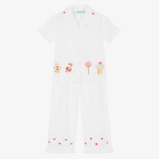 Mini Lunn-Weißer Lebkuchen-Baumwollschlafanzug (M) | Childrensalon