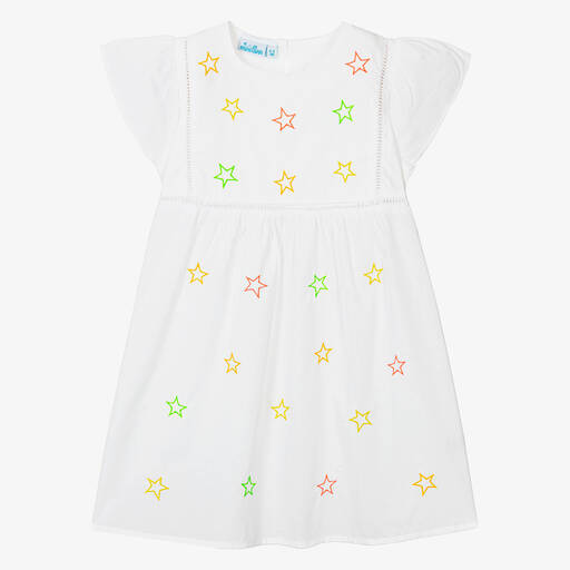 Mini Lunn-Girls White Embroidered Cotton Nightdress | Childrensalon