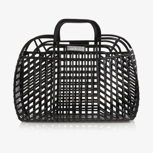 Mini Melissa-Black Jelly Basket Bag (39cm) | Childrensalon