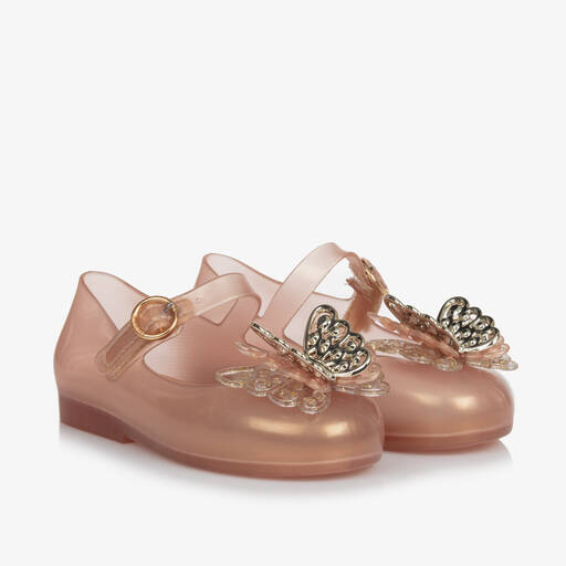 Mini Melissa-Girls Gold Butterfly Jelly Shoes | Childrensalon