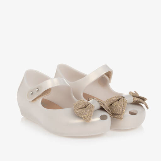 Mini Melissa-Girls Ivory Bow Jelly Shoes | Childrensalon