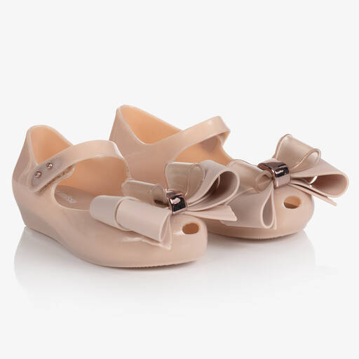 Mini Melissa-Girls Pink Bow Jelly Shoes | Childrensalon