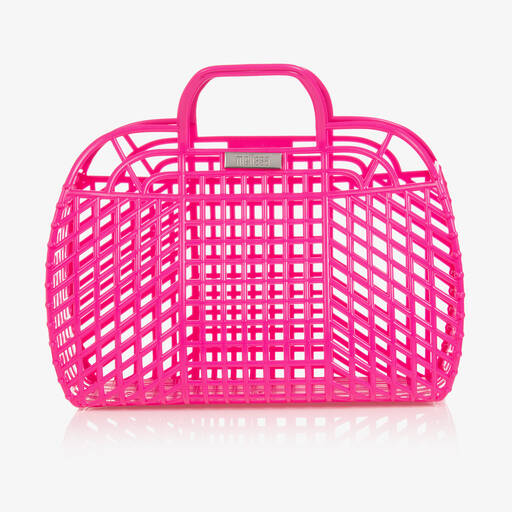 Mini Melissa-Pink Jelly Basket Bag (39cm) | Childrensalon
