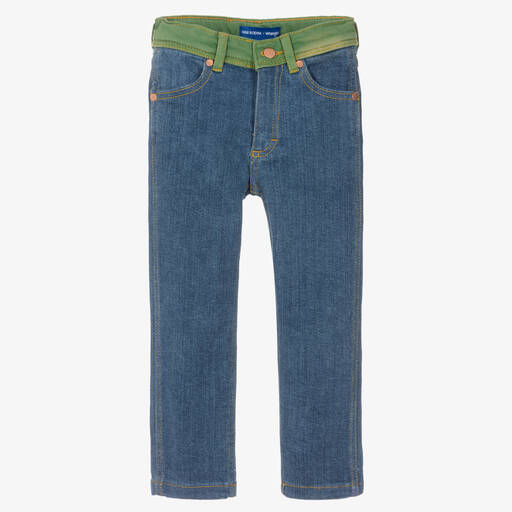 Mini Rodini-Сине-зеленые джинсы прямого кроя | Childrensalon