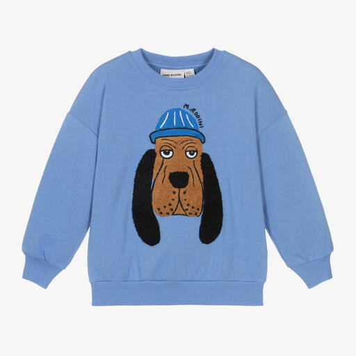 Mini Rodini-Blue Organic Cotton Hound Dog Sweatshirt  | Childrensalon