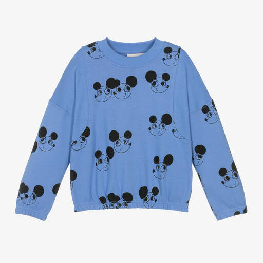 Mini Rodini-Sweat-shirt coton bio bleu Ritzratz | Childrensalon