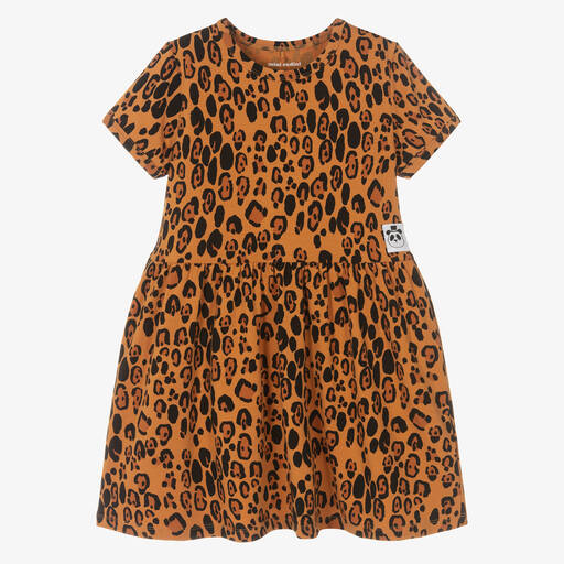 Mini Rodini-Girls Brown Leopard Jersey Dress | Childrensalon