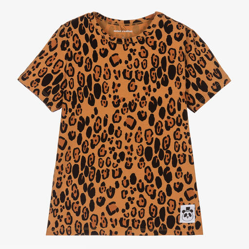 Mini Rodini-Girls Brown Leopard T-Shirt | Childrensalon