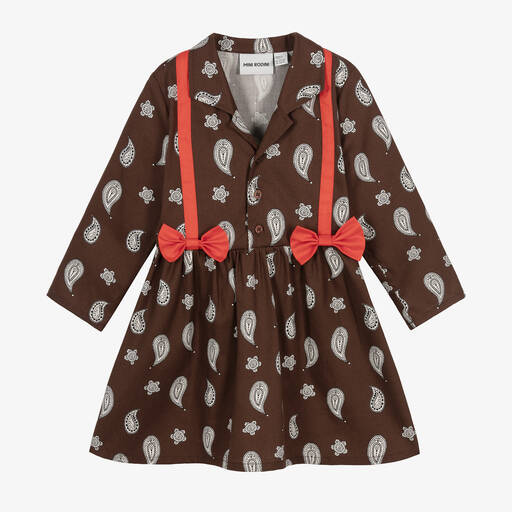 Mini Rodini-Girls Brown Organic Cotton Paisley Dress | Childrensalon