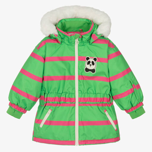 Mini Rodini-Зелено-розовая лыжная куртка | Childrensalon