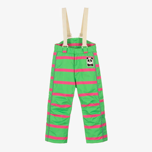 Mini Rodini-Зелено-розовые непромокаемые лыжные брюки | Childrensalon