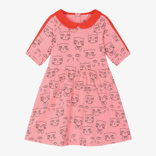Mini Rodini-Girls Pink Organic Cotton Cat Dress | Childrensalon