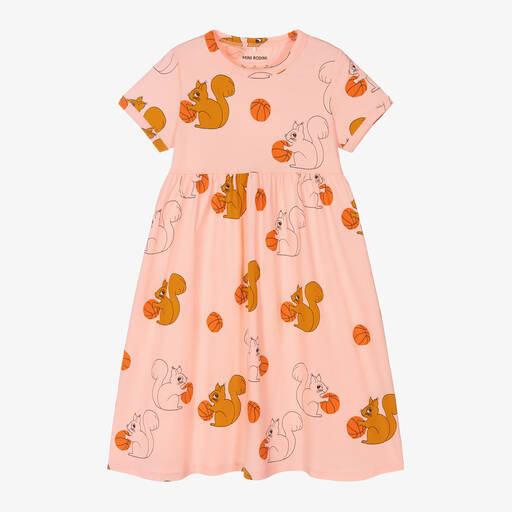 Mini Rodini-Girls Pink Organic Cotton Squirrels Dress | Childrensalon