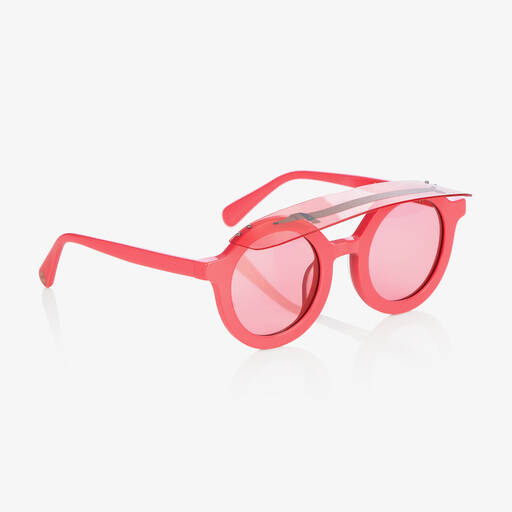 Mini Rodini-Girls Pink Round Visor Sunglasses | Childrensalon