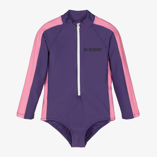 Mini Rodini-Girls Purple & Pink Swimsuit (UPF50+) | Childrensalon
