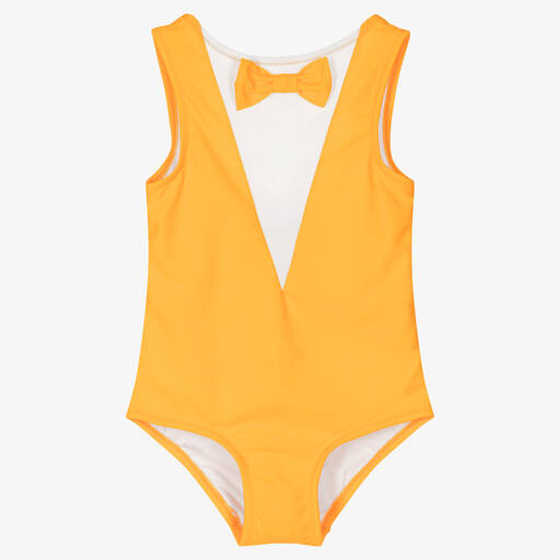 Mini Rodini-Girls Yellow Bow Swimsuit (UPF 50+) | Childrensalon