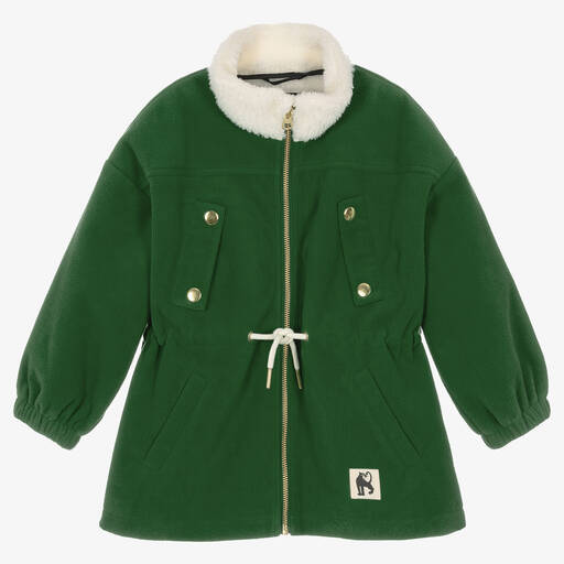Mini Rodini-Зеленое флисовое пальто на кулиске | Childrensalon