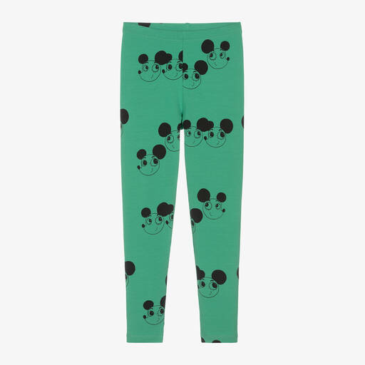 Mini Rodini-Green Organic Cotton Ritzratz Leggings | Childrensalon