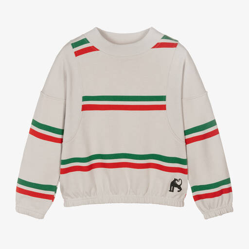 Mini Rodini-Grey Stripe Organic Cotton Sweatshirt | Childrensalon