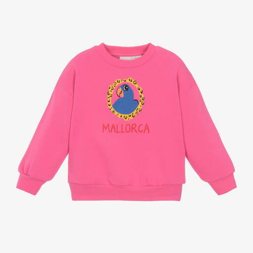 Mini Rodini-Pink Organic Cotton Parrot Sweatshirt | Childrensalon