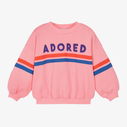 Mini Rodini-Pink Organic Cotton Slogan Sweatshirt | Childrensalon