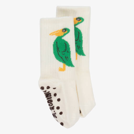 Mini Rodini-White Pelican Anti-Slip Socks | Childrensalon