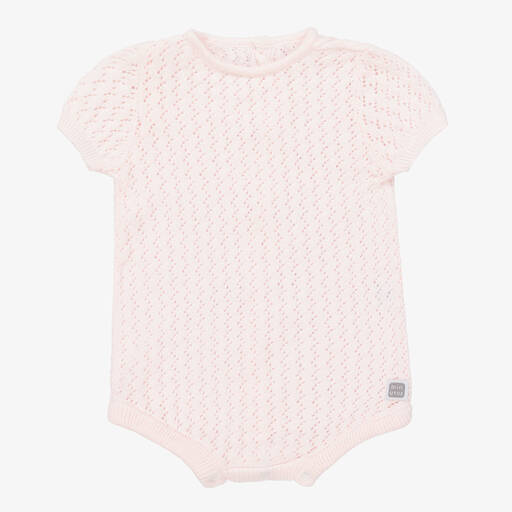 Minutus-Baby Girls Pink Cotton Knit Shortie | Childrensalon